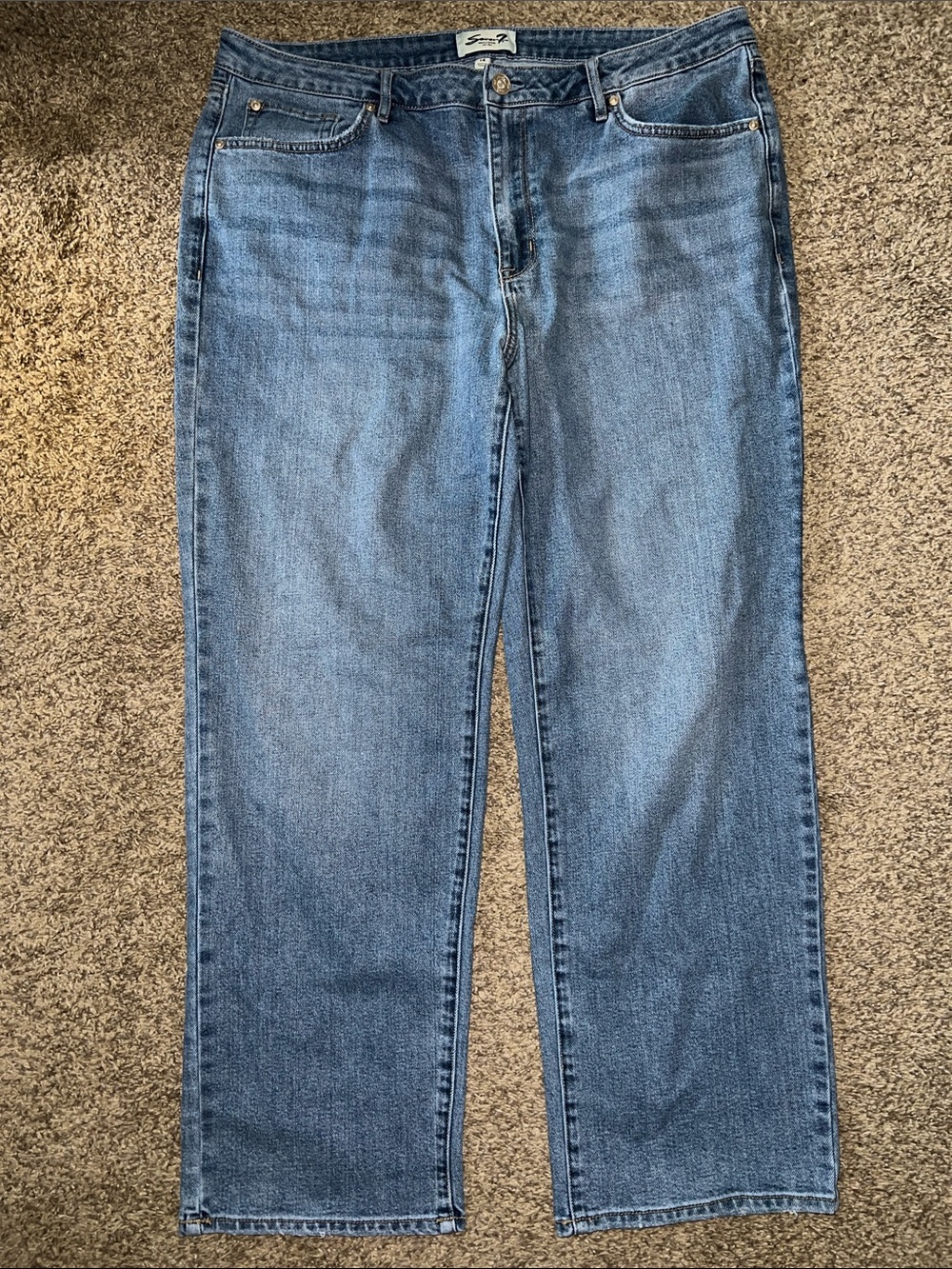 Seven7 Loose Straight Jeans in Blue Wash